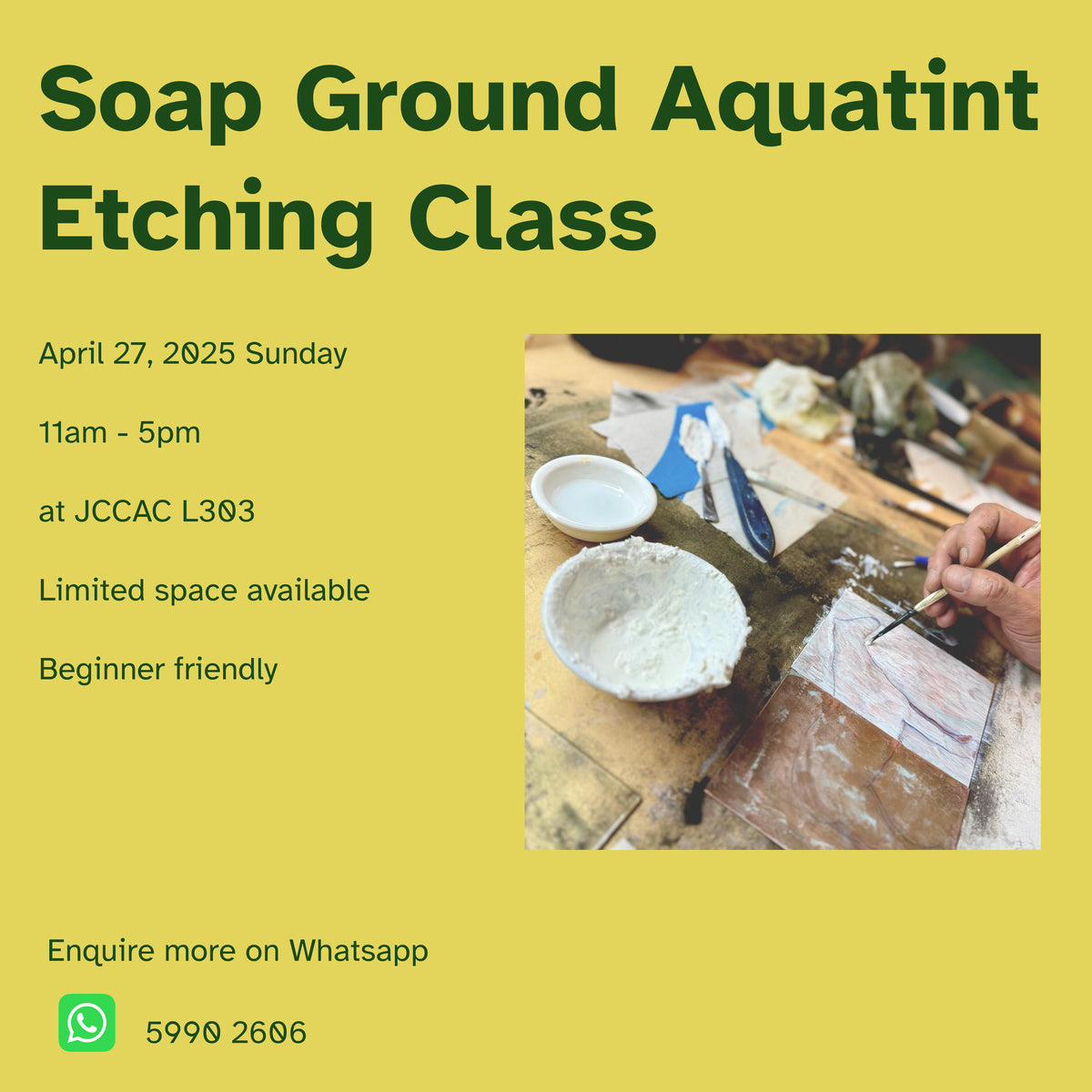 Soap Ground Aquatint Etching Class